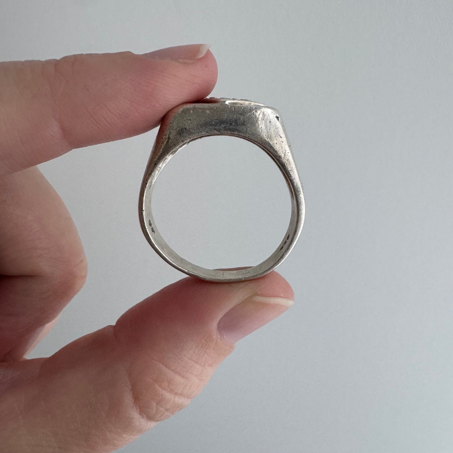 48 hour pricing // early access discounted price / sterling silver and glass stone signet ring / size 11.5+