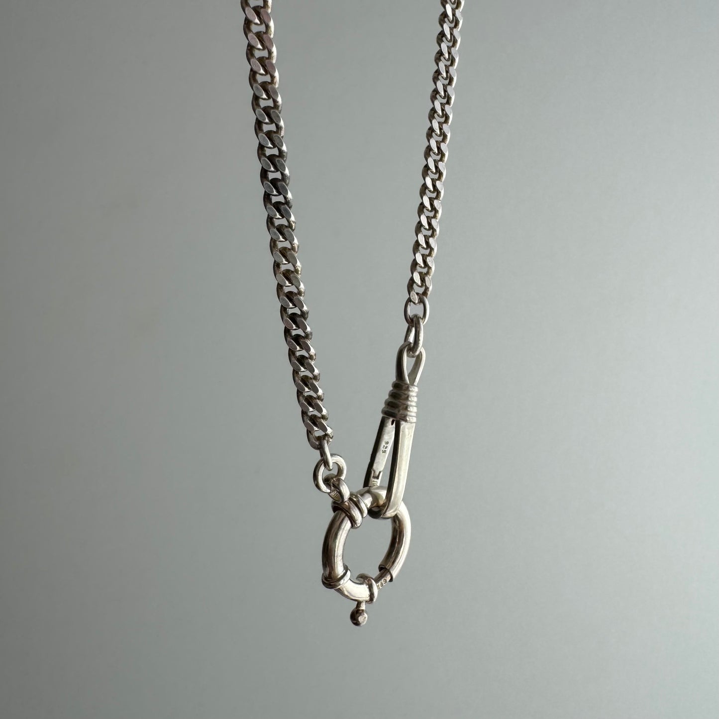 reimagined V I N T A G E // modern day watch chain / re-worked sterling flat faceted cuban curb chain / 17", 15.2g