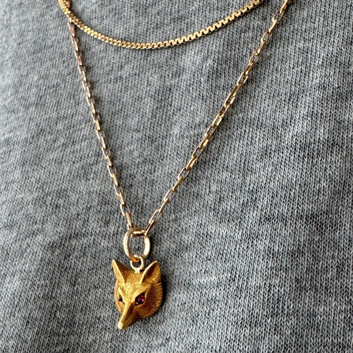 reimagined A N T I Q U E // foxy friend / 9k rosy yellow gold fox / pin conversion pendant