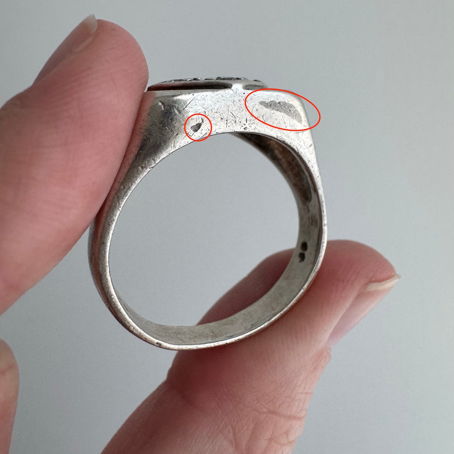 48 hour pricing // early access discounted price / sterling silver and glass stone signet ring / size 11.5+