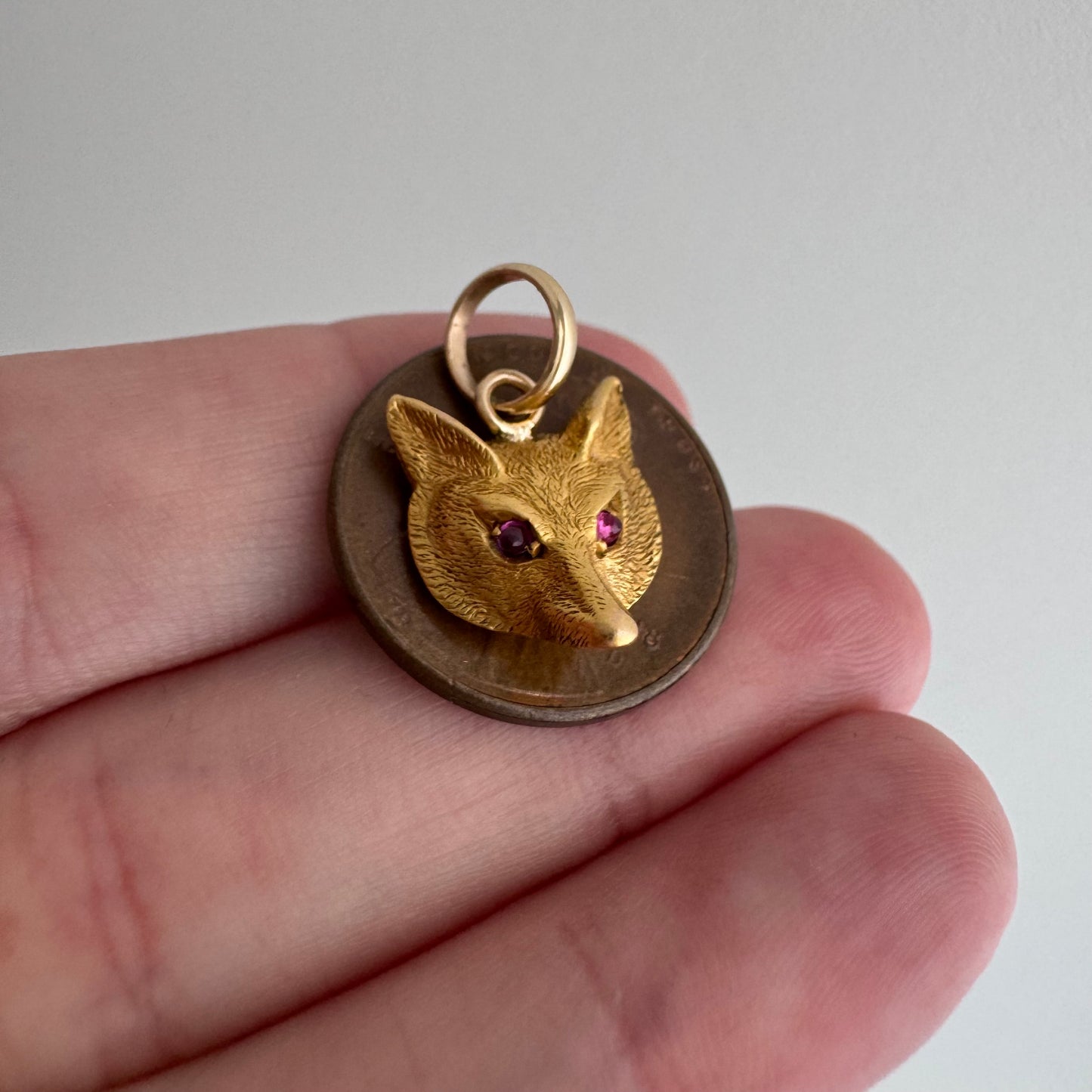 reimagined A N T I Q U E // foxy friend / 9k rosy yellow gold fox / pin conversion pendant