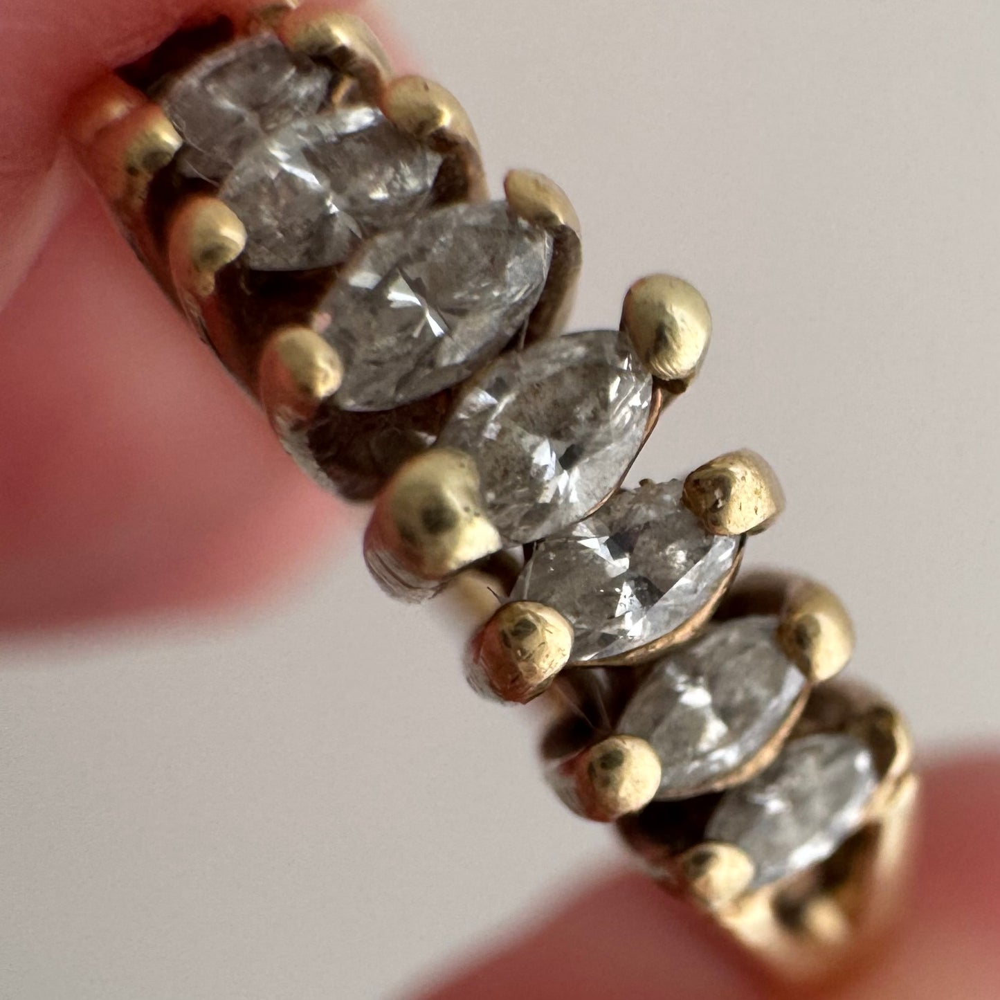 V I N T A G E // marquis arch / 14k and marquis diamond seven stone stackable ring / size 6.25+