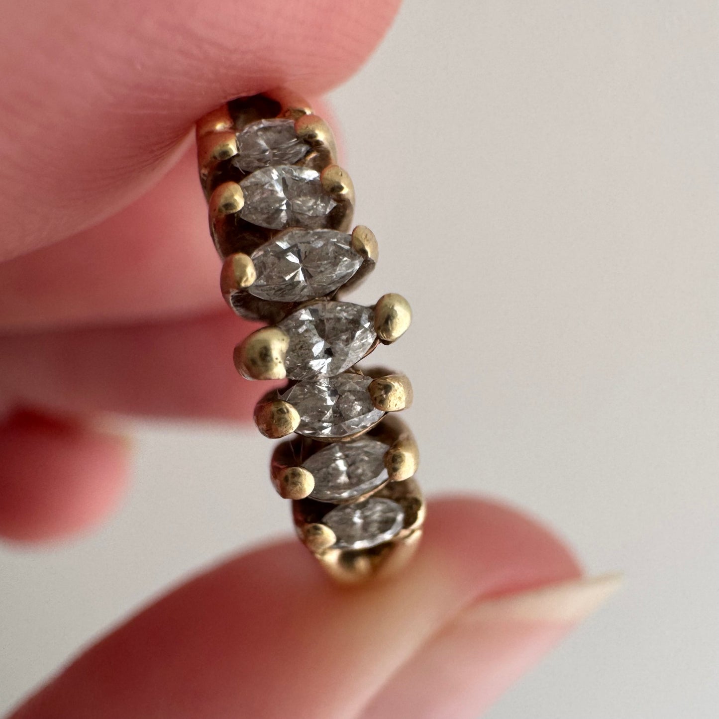 V I N T A G E // marquis arch / 14k and marquis diamond seven stone stackable ring / size 6.25+