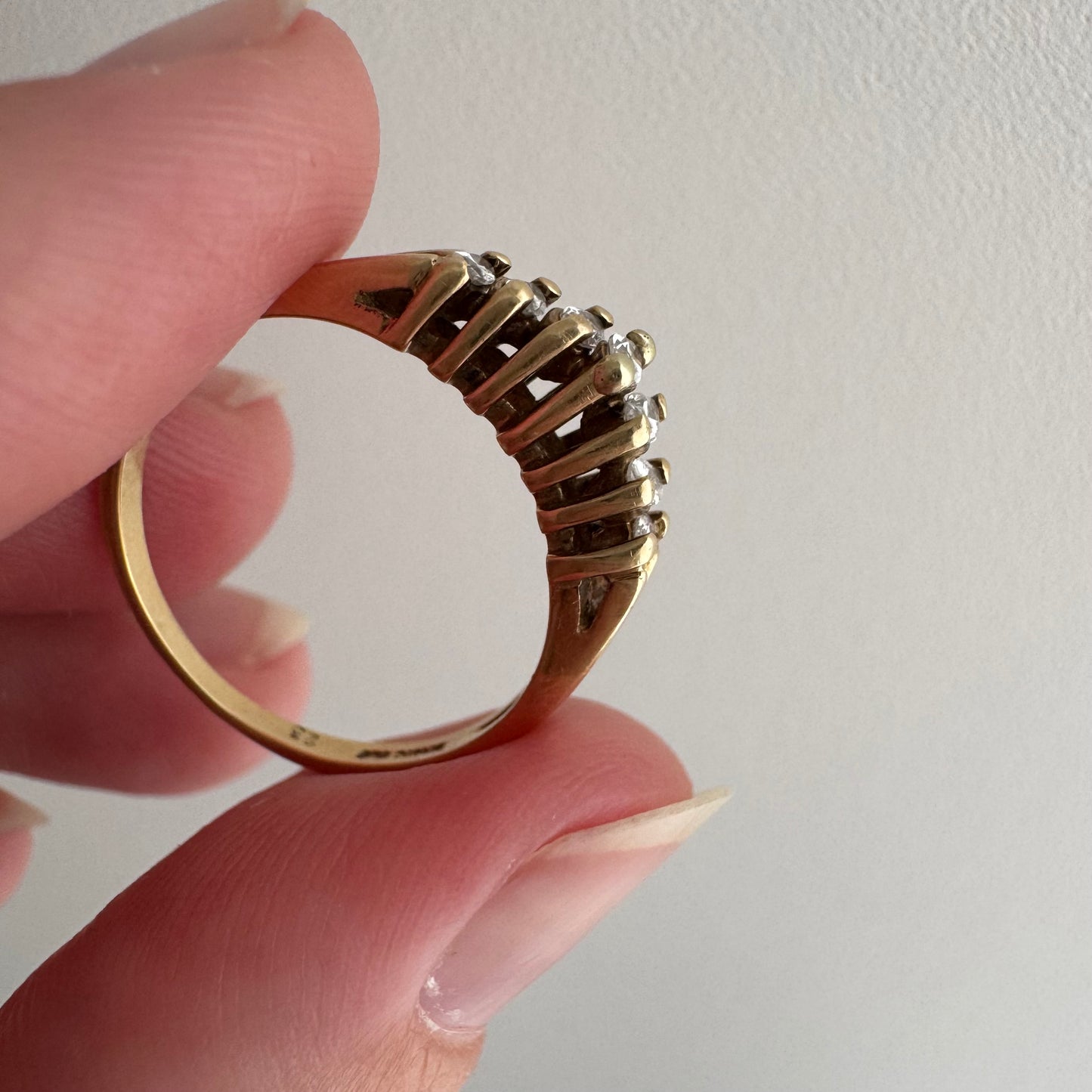 V I N T A G E // marquis arch / 14k and marquis diamond seven stone stackable ring / size 6.25+