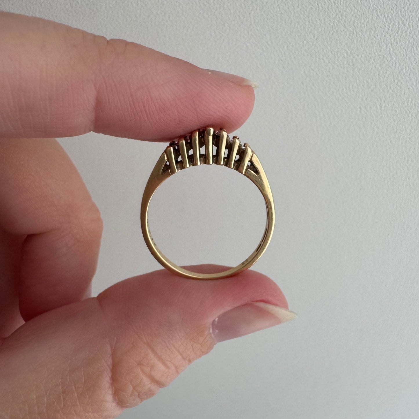 V I N T A G E // marquis arch / 14k and marquis diamond seven stone stackable ring / size 6.25+