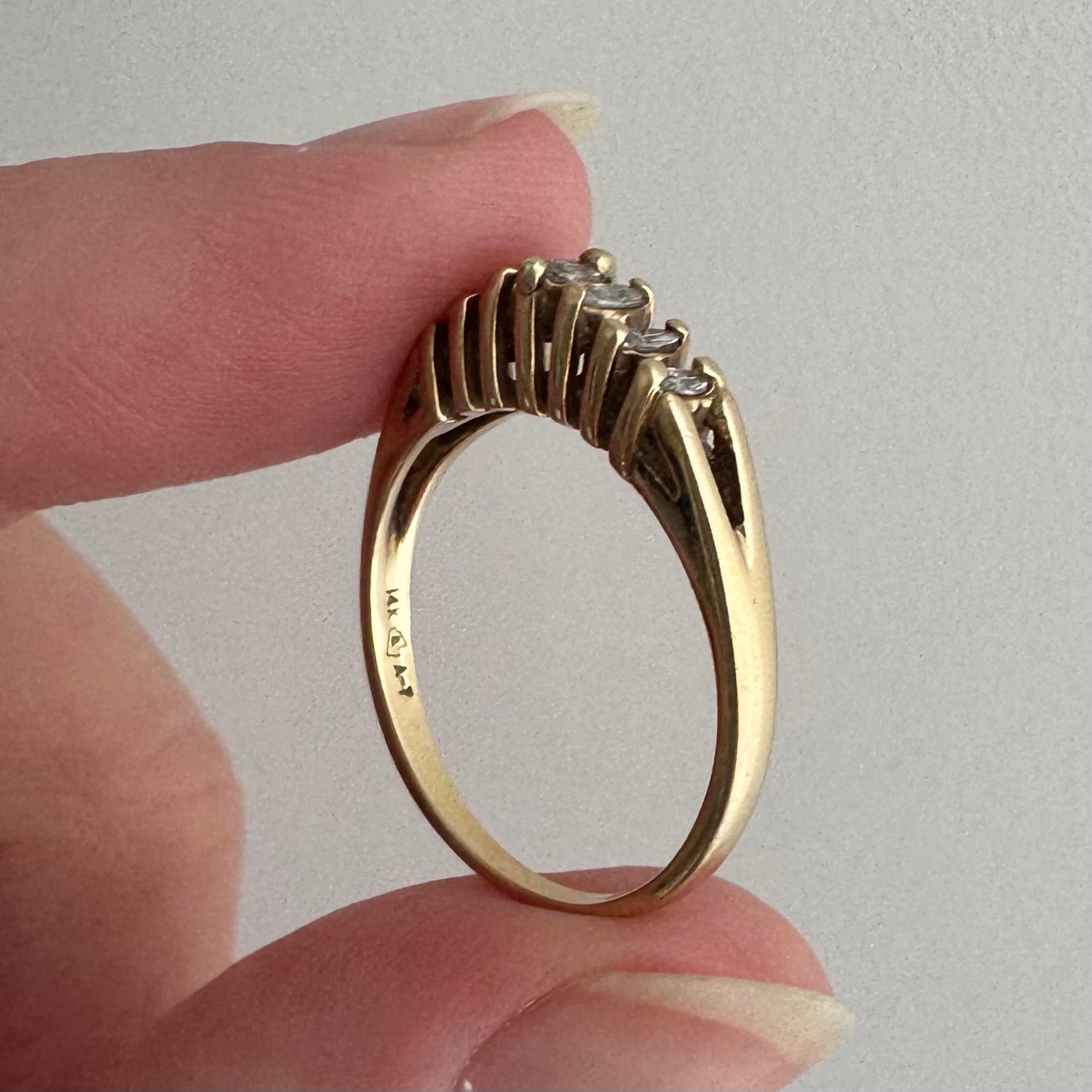 V I N T A G E // marquis arch / 14k and marquis diamond seven stone stackable ring / size 6.25+