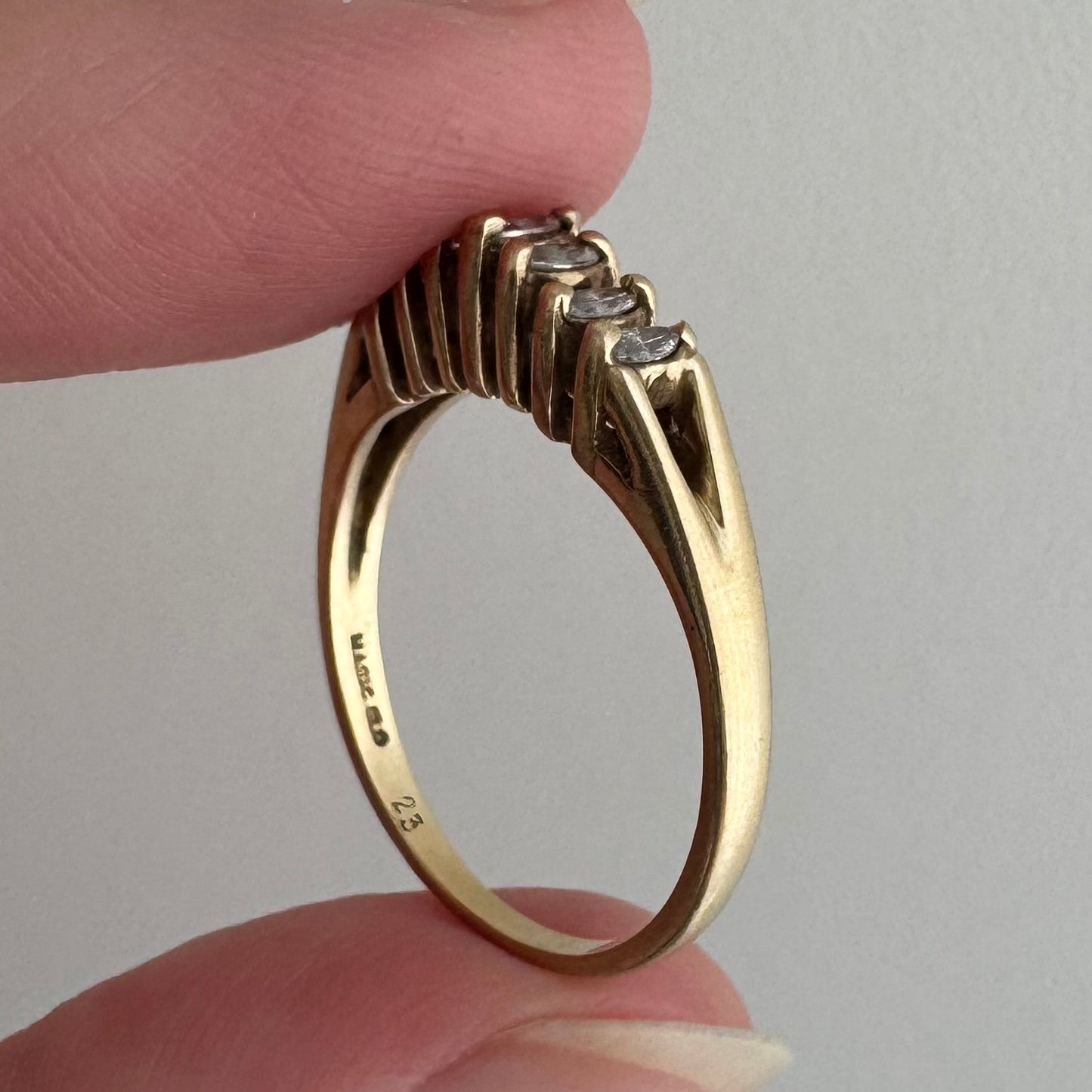 V I N T A G E // marquis arch / 14k and marquis diamond seven stone stackable ring / size 6.25+