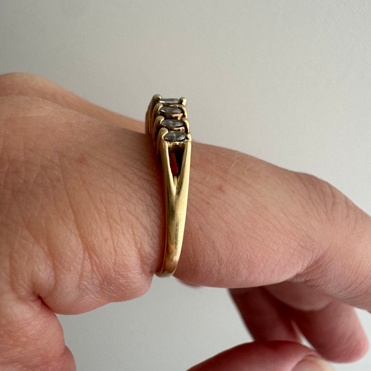 V I N T A G E // marquis arch / 14k and marquis diamond seven stone stackable ring / size 6.25+