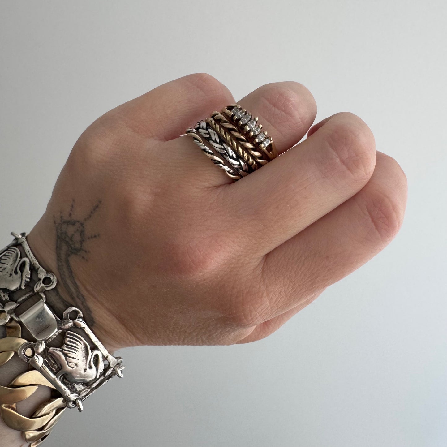 V I N T A G E // marquis arch / 14k and marquis diamond seven stone stackable ring / size 6.25+