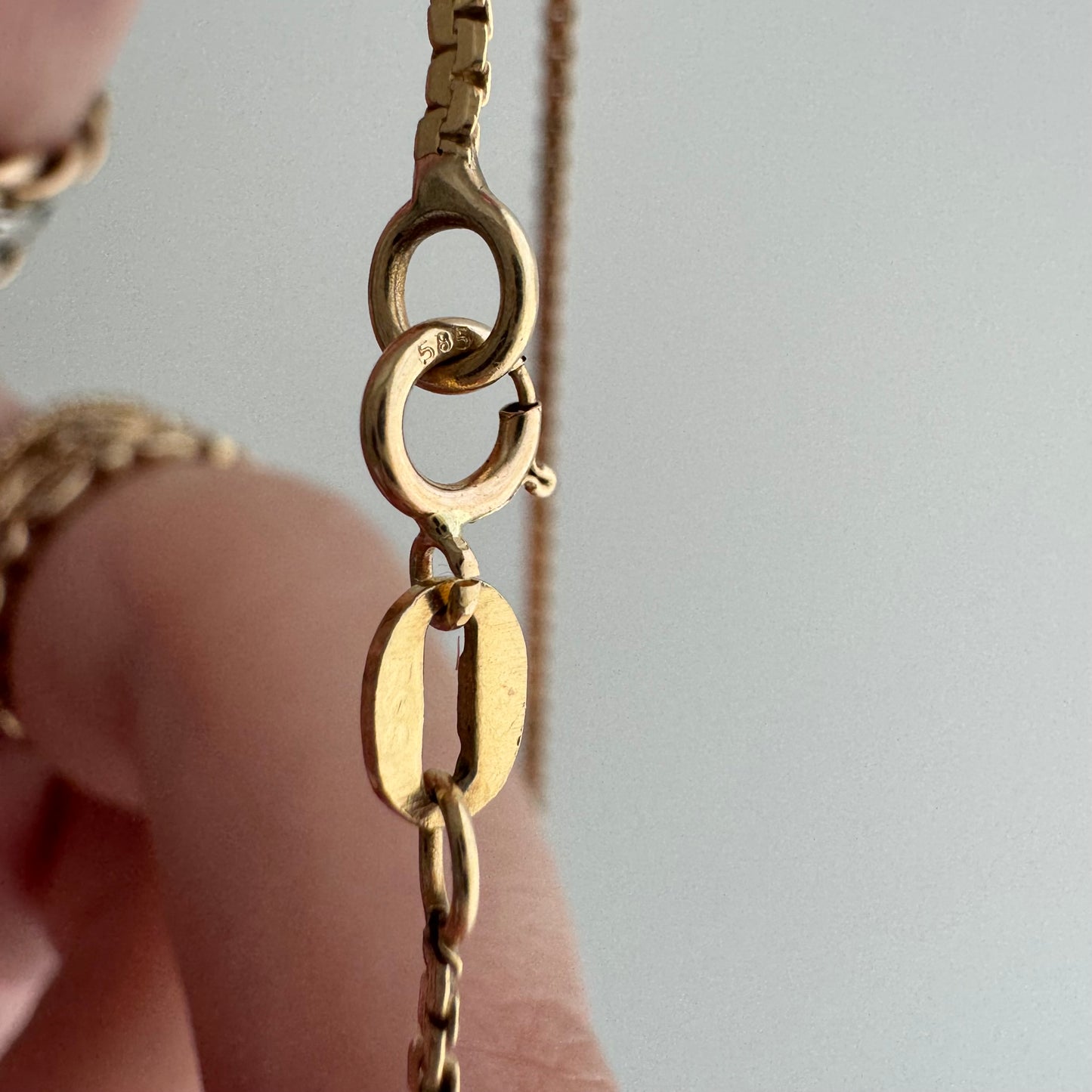 V I N T A G E // zip it up / 14k yellow gold flat zipper link chain  / 17", 2.9g