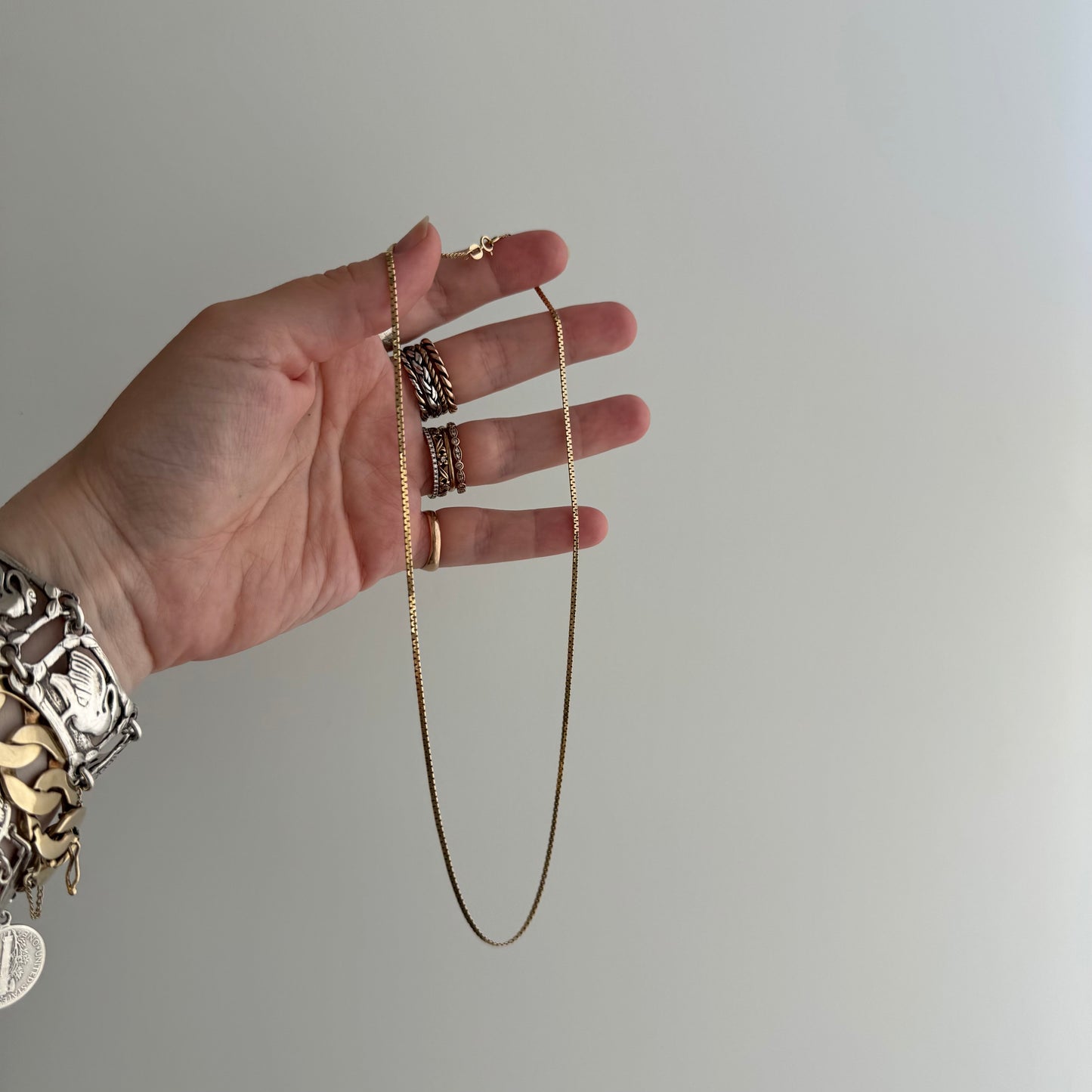 V I N T A G E // zip it up / 14k yellow gold flat zipper link chain  / 17", 2.9g