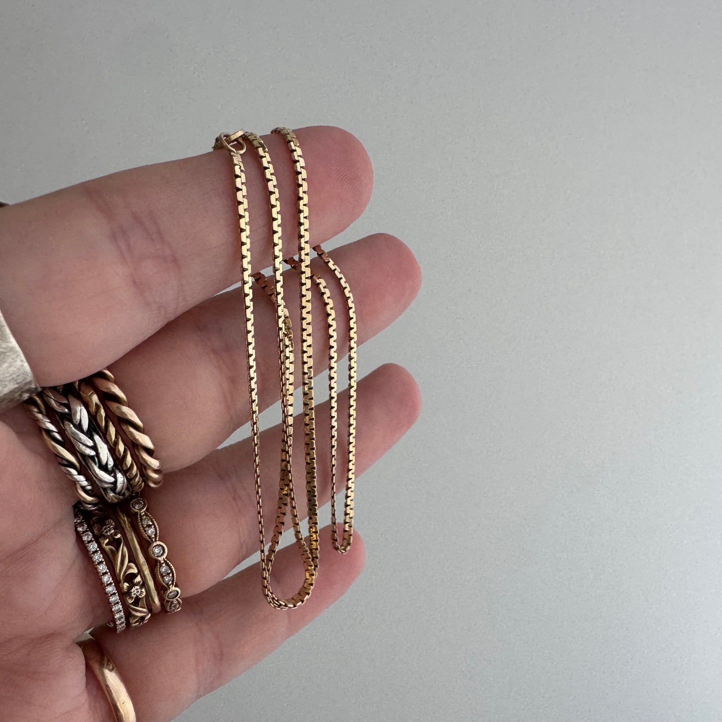 V I N T A G E // zip it up / 14k yellow gold flat zipper link chain  / 17", 2.9g