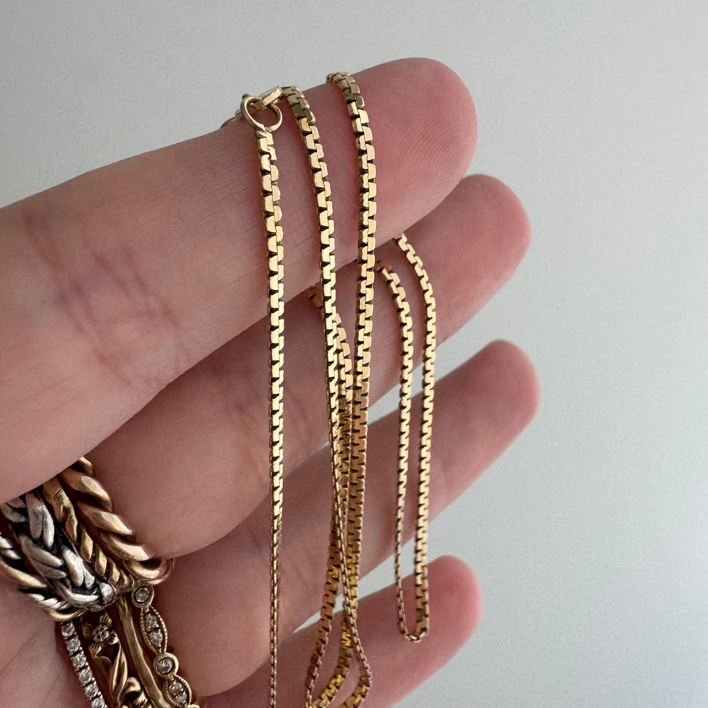 V I N T A G E // zip it up / 14k yellow gold flat zipper link chain  / 17", 2.9g