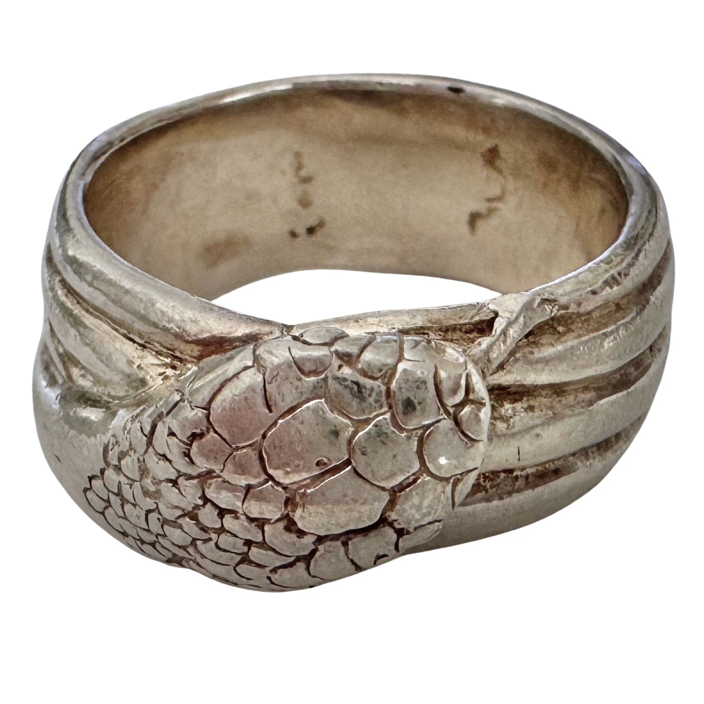 V I N T A G E // third time around / sterling silver wide band coiled snake band / size 8.5+