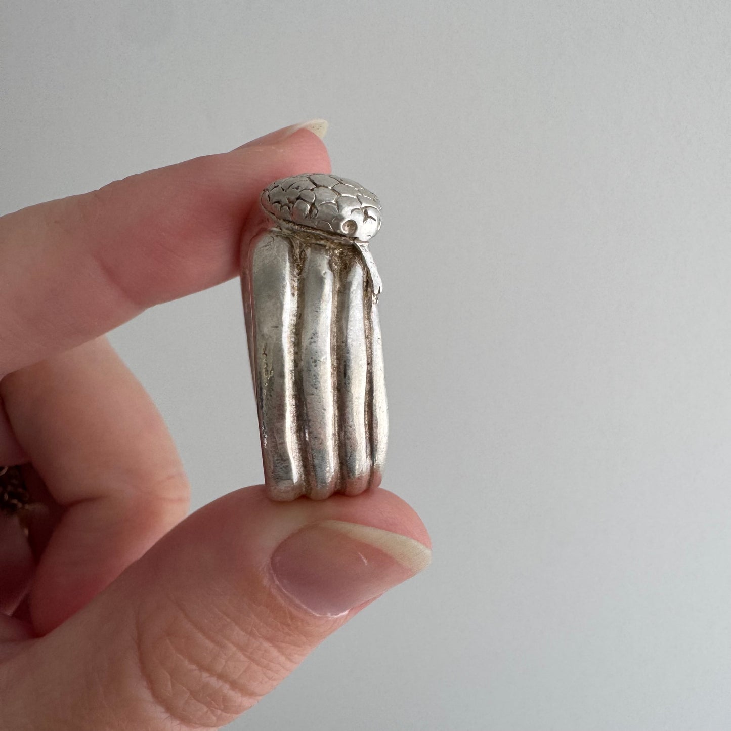 V I N T A G E // third time around / sterling silver wide band coiled snake band / size 8.5+