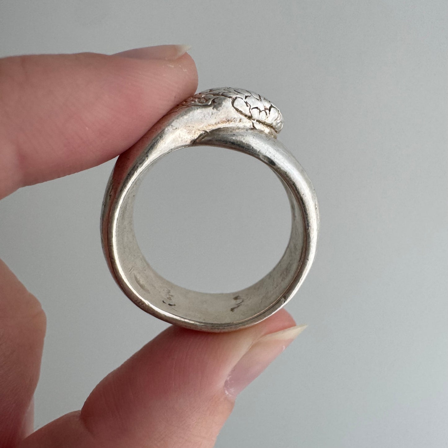 V I N T A G E // third time around / sterling silver wide band coiled snake band / size 8.5+