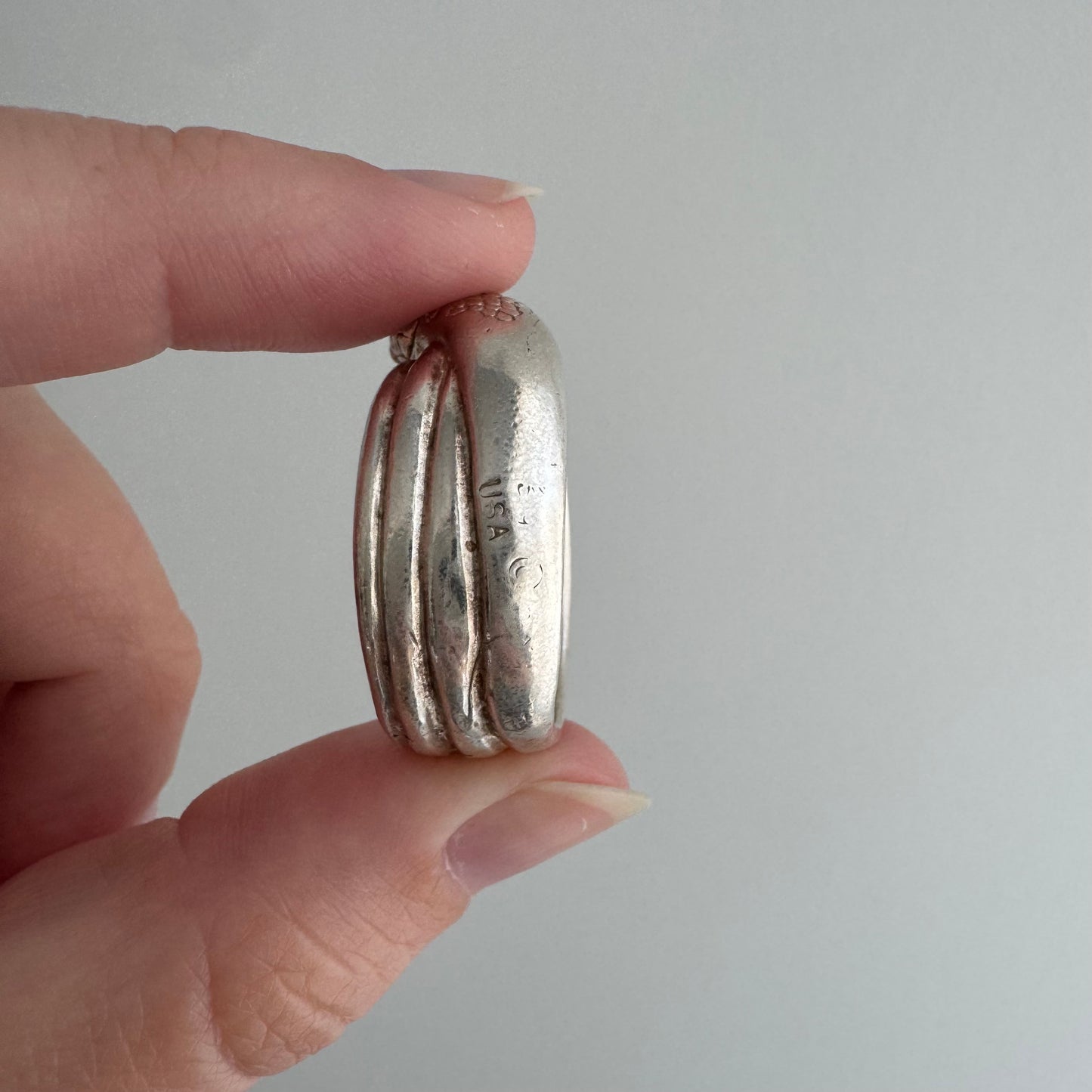 V I N T A G E // third time around / sterling silver wide band coiled snake band / size 8.5+