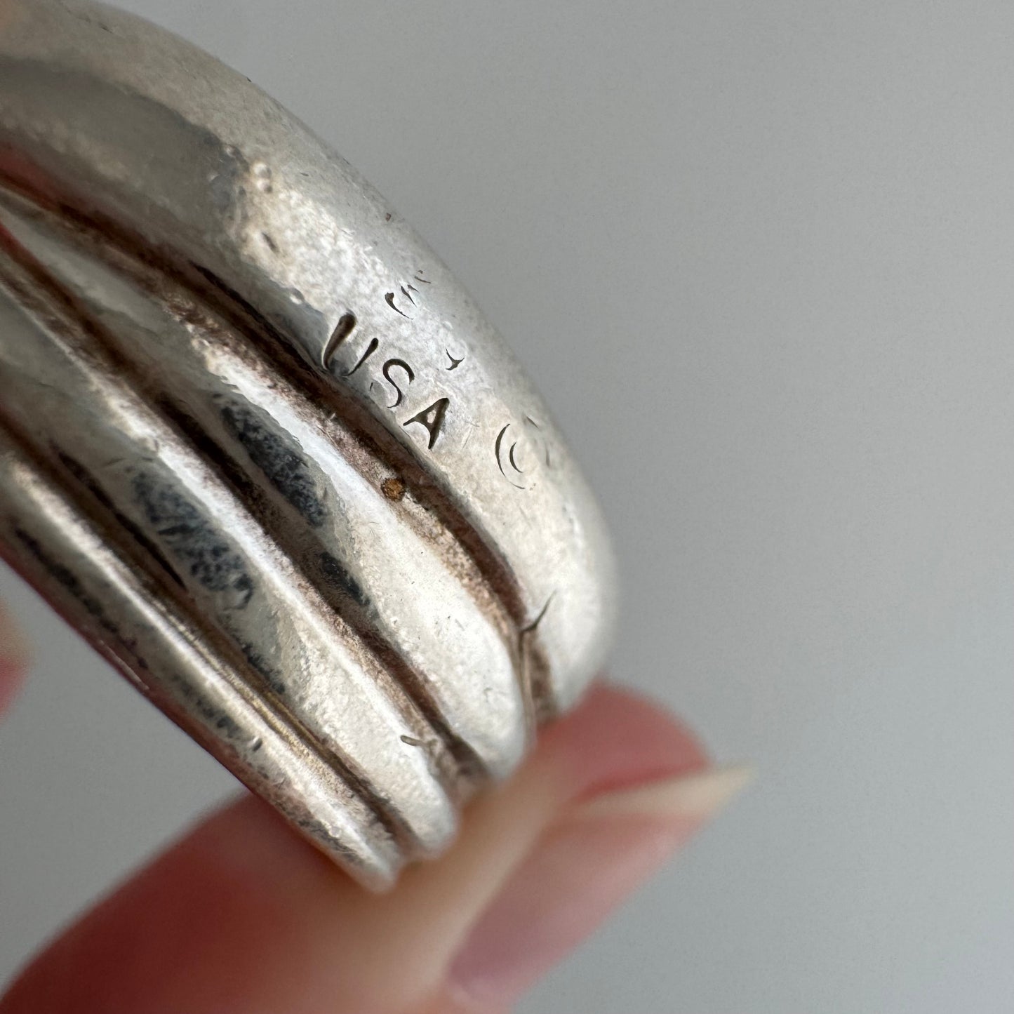 V I N T A G E // third time around / sterling silver wide band coiled snake band / size 8.5+