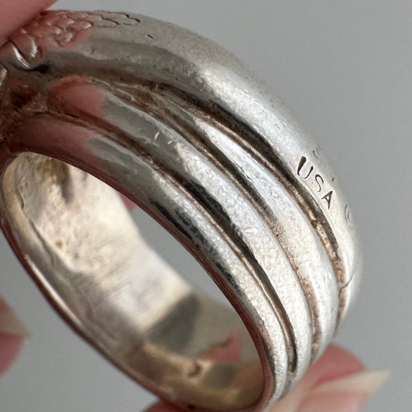 V I N T A G E // third time around / sterling silver wide band coiled snake band / size 8.5+