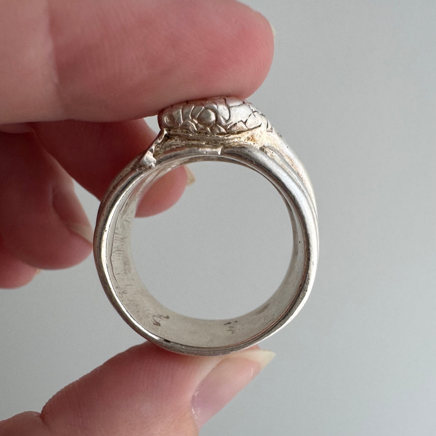 V I N T A G E // third time around / sterling silver wide band coiled snake band / size 8.5+