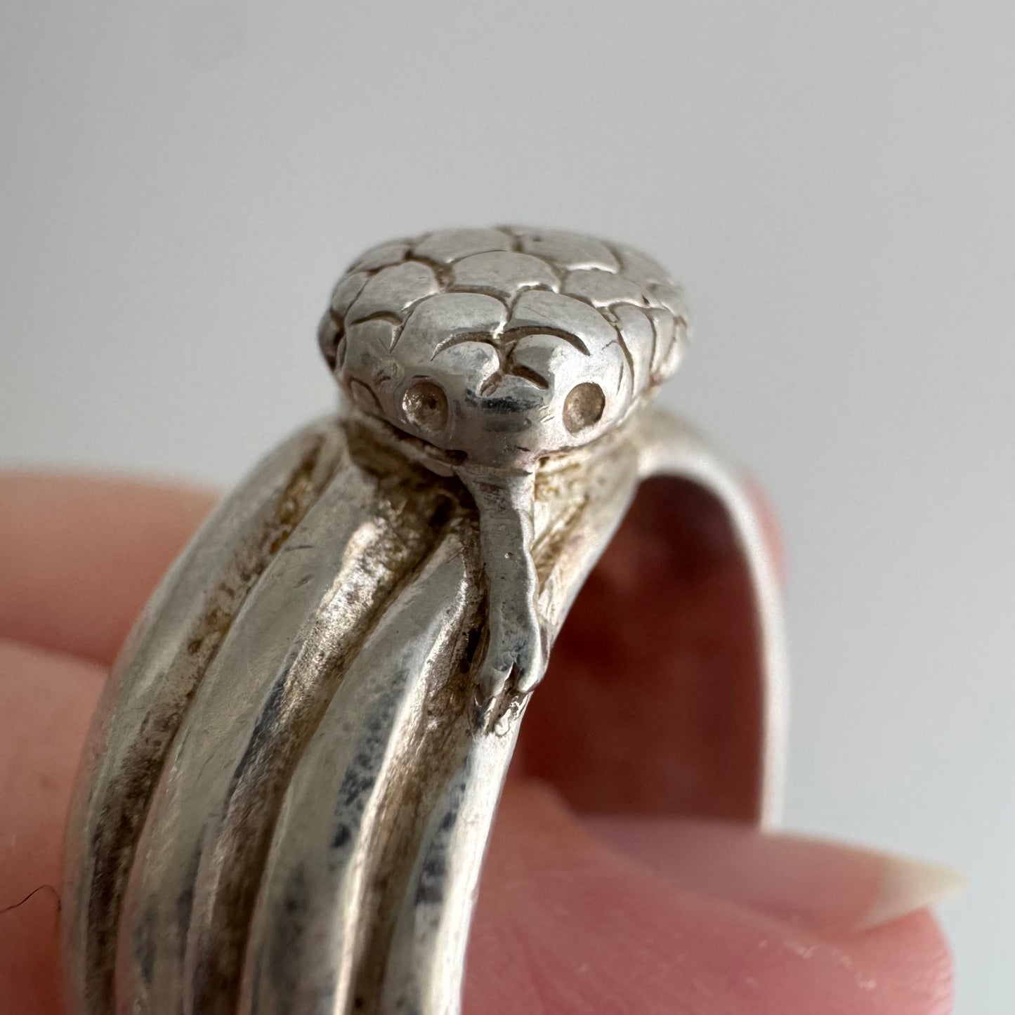 V I N T A G E // third time around / sterling silver wide band coiled snake band / size 8.5+
