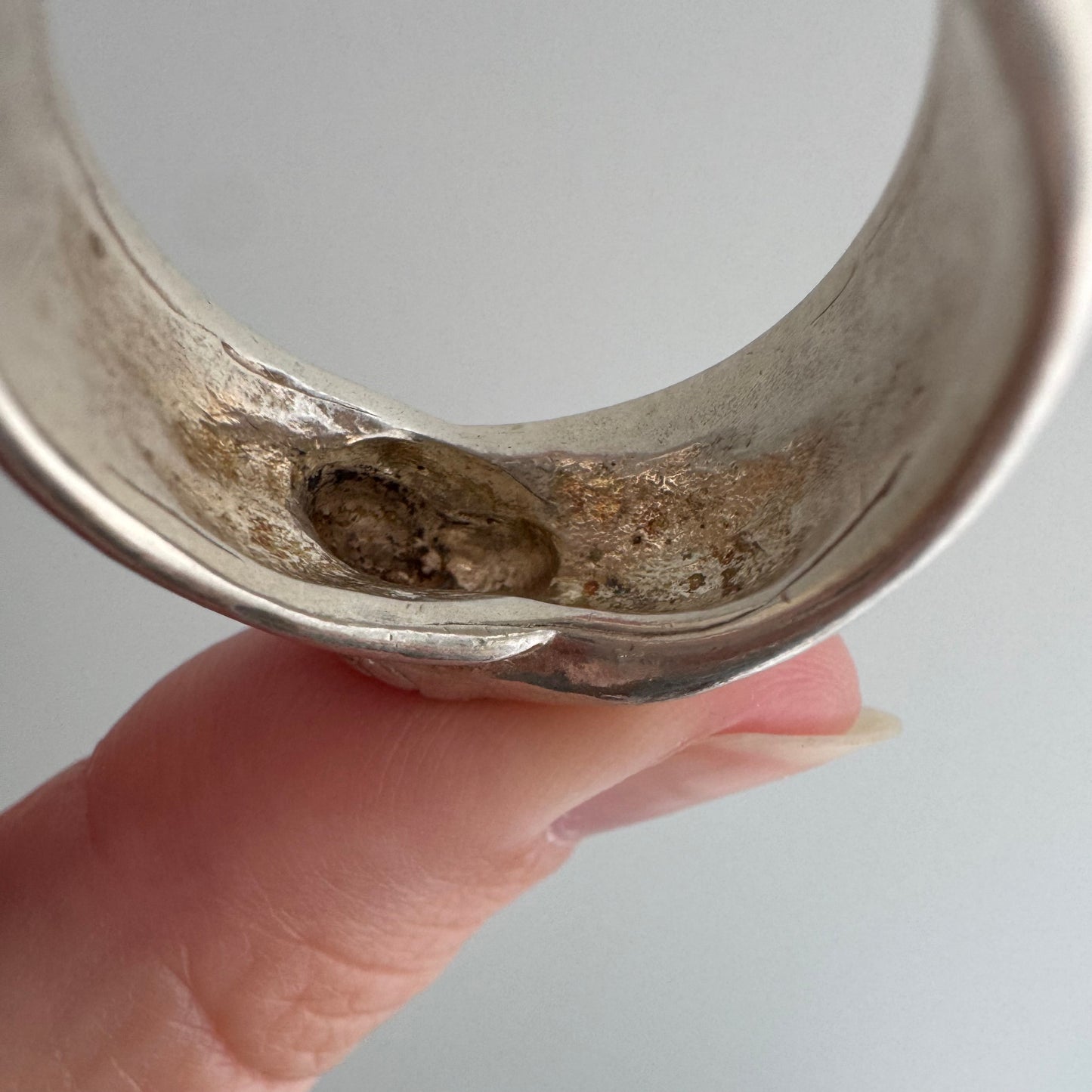 V I N T A G E // third time around / sterling silver wide band coiled snake band / size 8.5+