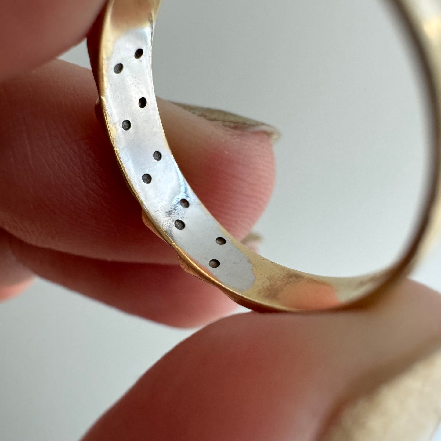 V I N T A G E // geometric perspectives / 14k and diamond half eternity band / size 5.75