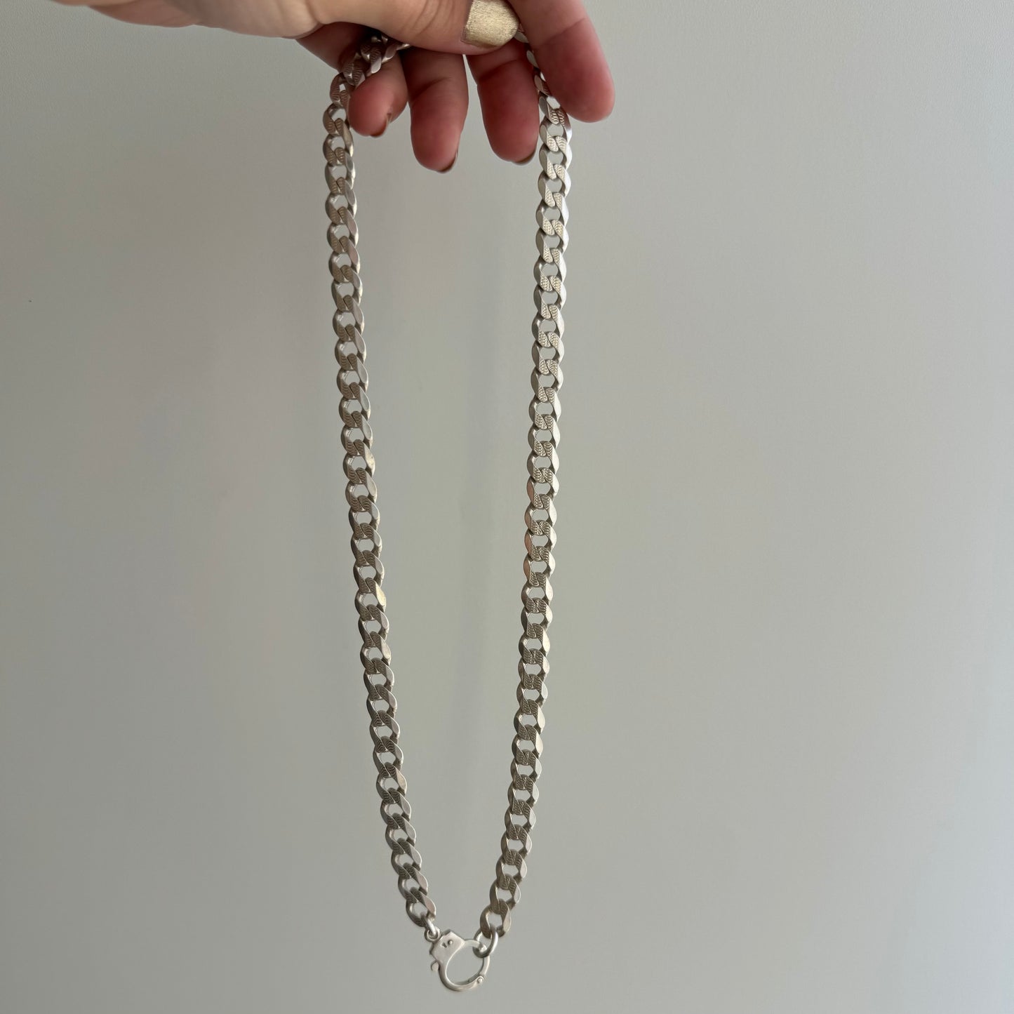 reimagined V I N T A G E // handcuff clasp / re-worked sterling silver chunky heavy curb chain / 20.25", 45.2g