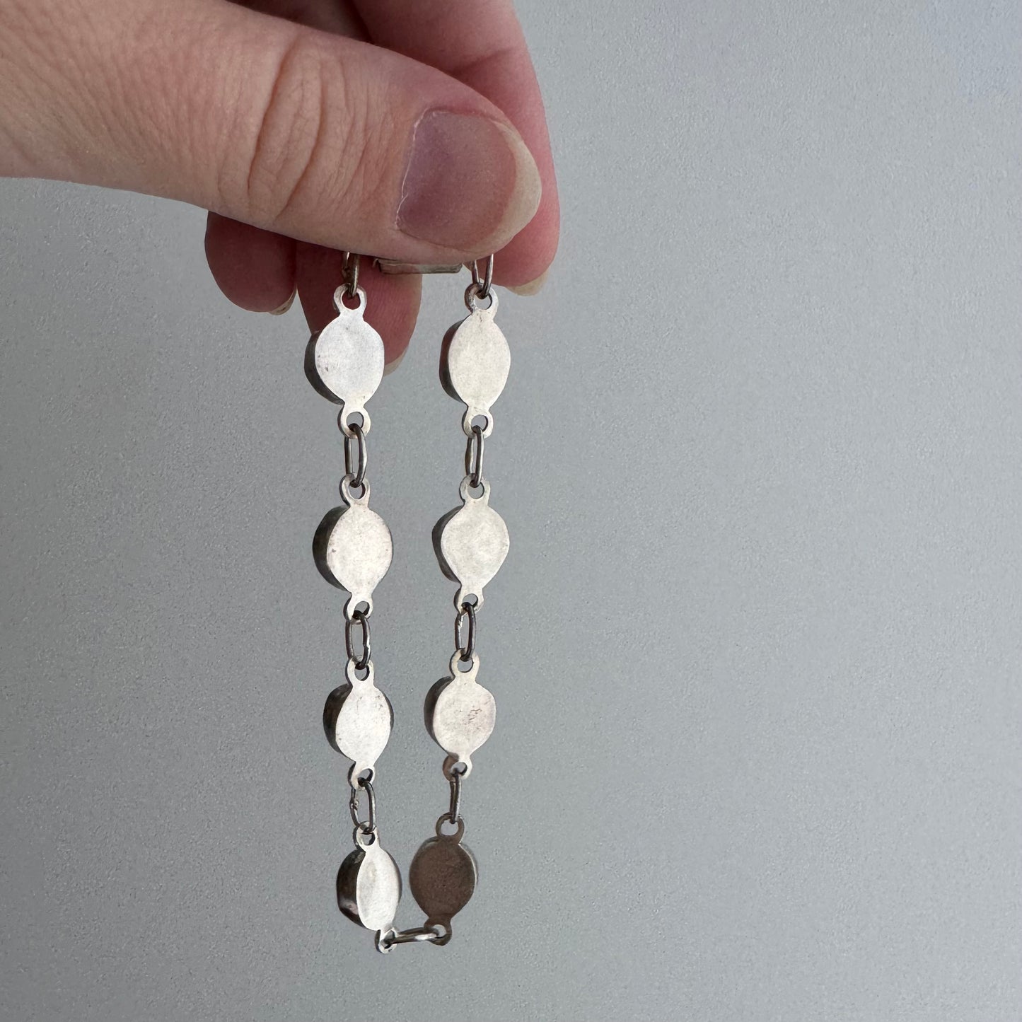 V I N T A G E // pearly links / sterling silver fresh water pearl link bracelet / 7.25", 10.4g