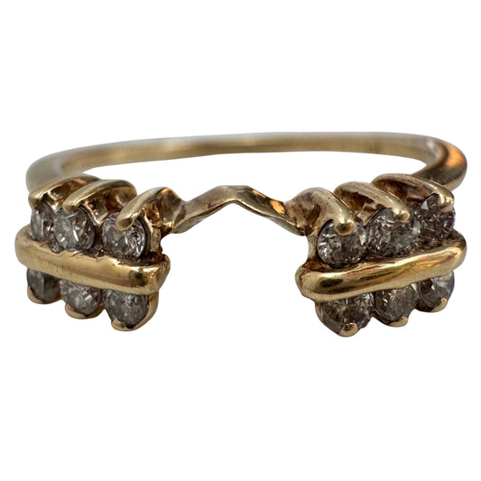 V I N T A G E // sparkle layer / 14k and diamond ring guard jacket / size 6.25