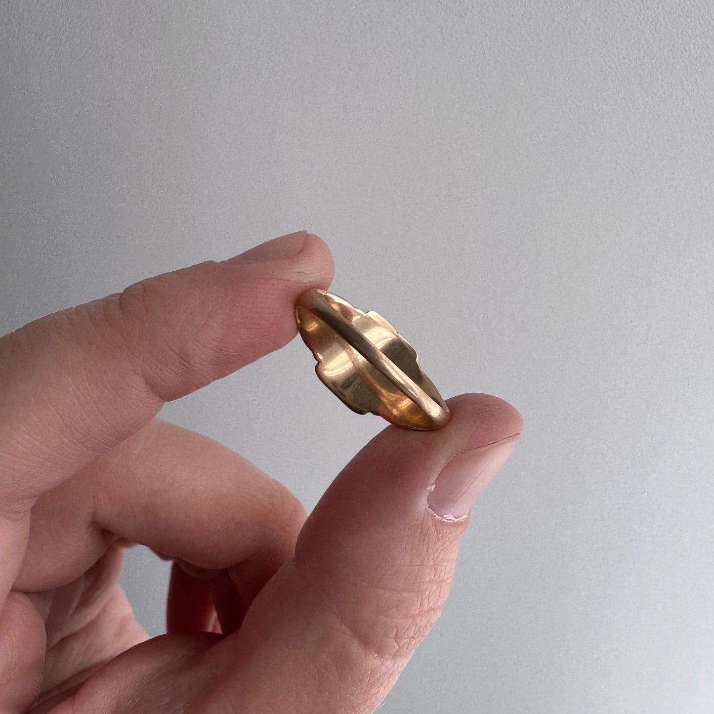 reimagined A N T I Q U E // treasure seeker / 10k rosy gold signet with new crow engraving and diamond / almost size 6.5