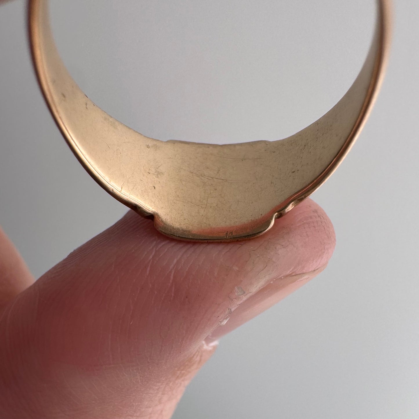 reimagined A N T I Q U E // treasure seeker / 10k rosy gold signet with new crow engraving and diamond / almost size 6.5