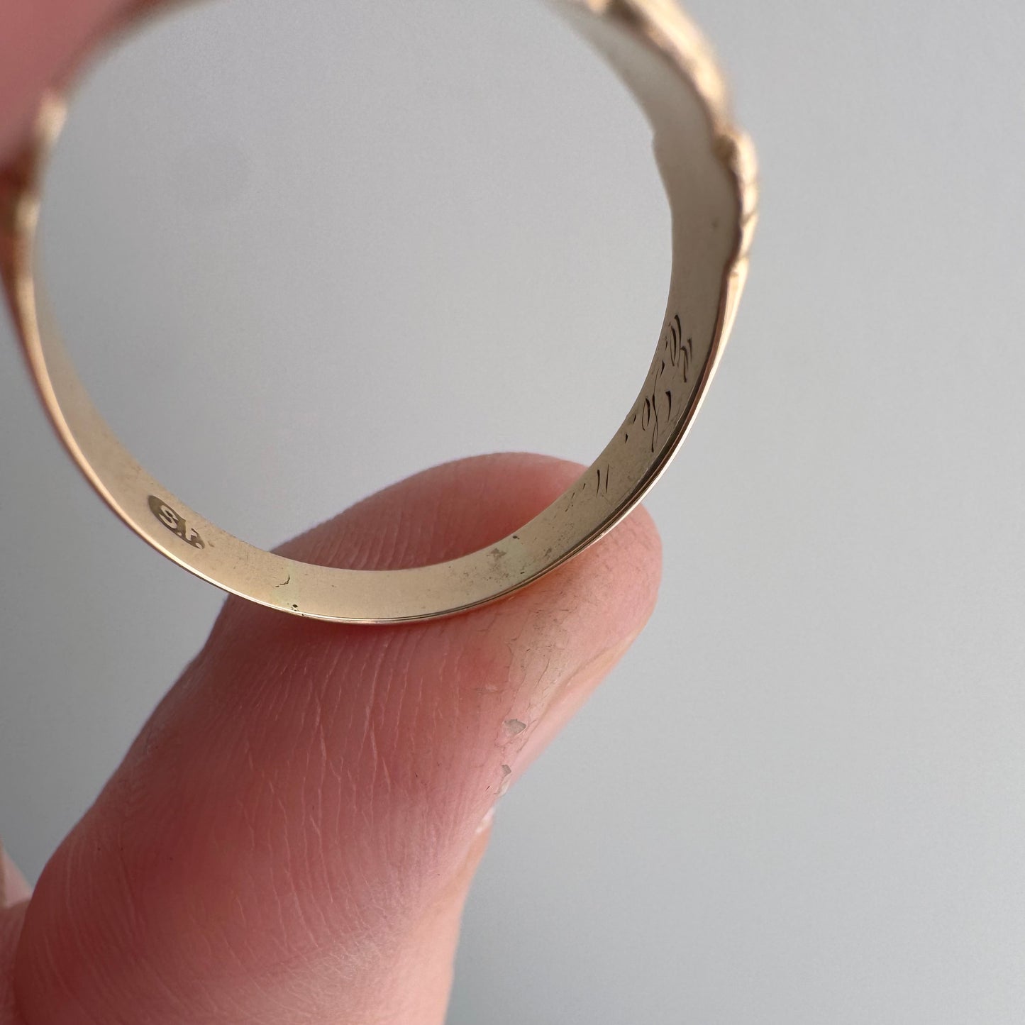 A N T I Q U E // starry trilogy / 9k and diamond edwardian era fancy wide tapered band / size 6