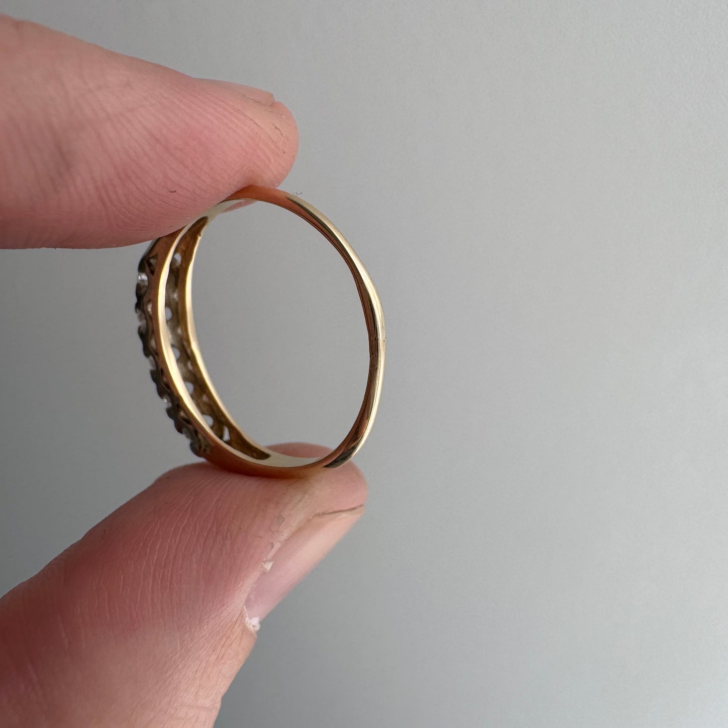 V I N T A G E // mid century magic / 14k yellow and white gold five stone diamond stacking band / size 7