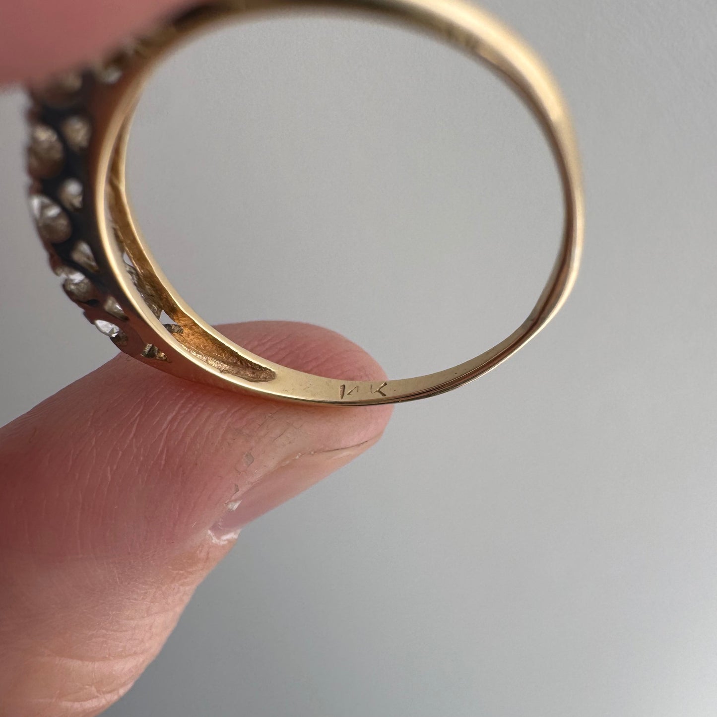 V I N T A G E // mid century magic / 14k yellow and white gold five stone diamond stacking band / size 7