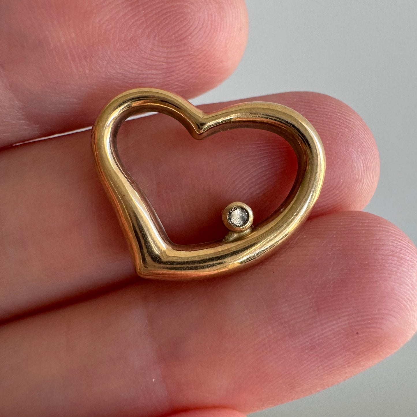 V I N T A G E // love lines / 14k heart with a single diamond / a pendant