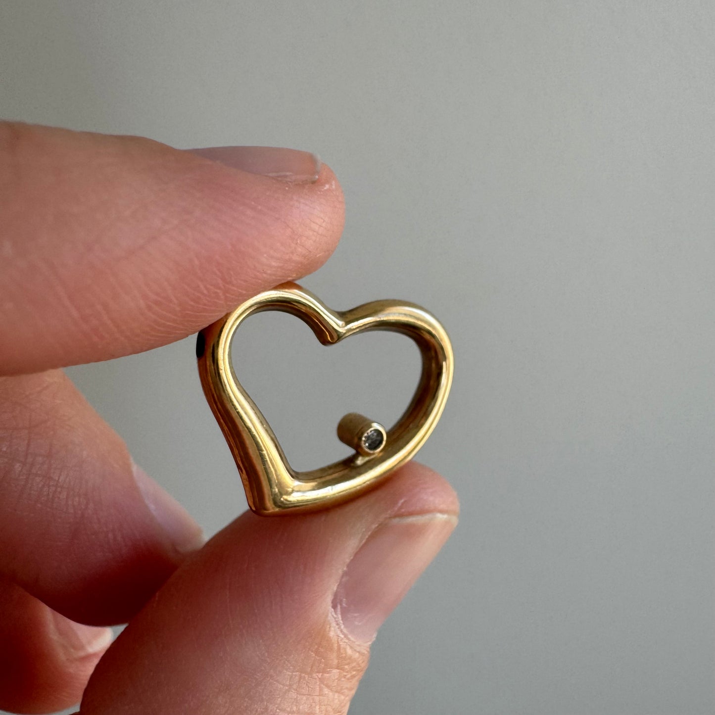 V I N T A G E // love lines / 14k heart with a single diamond / a pendant