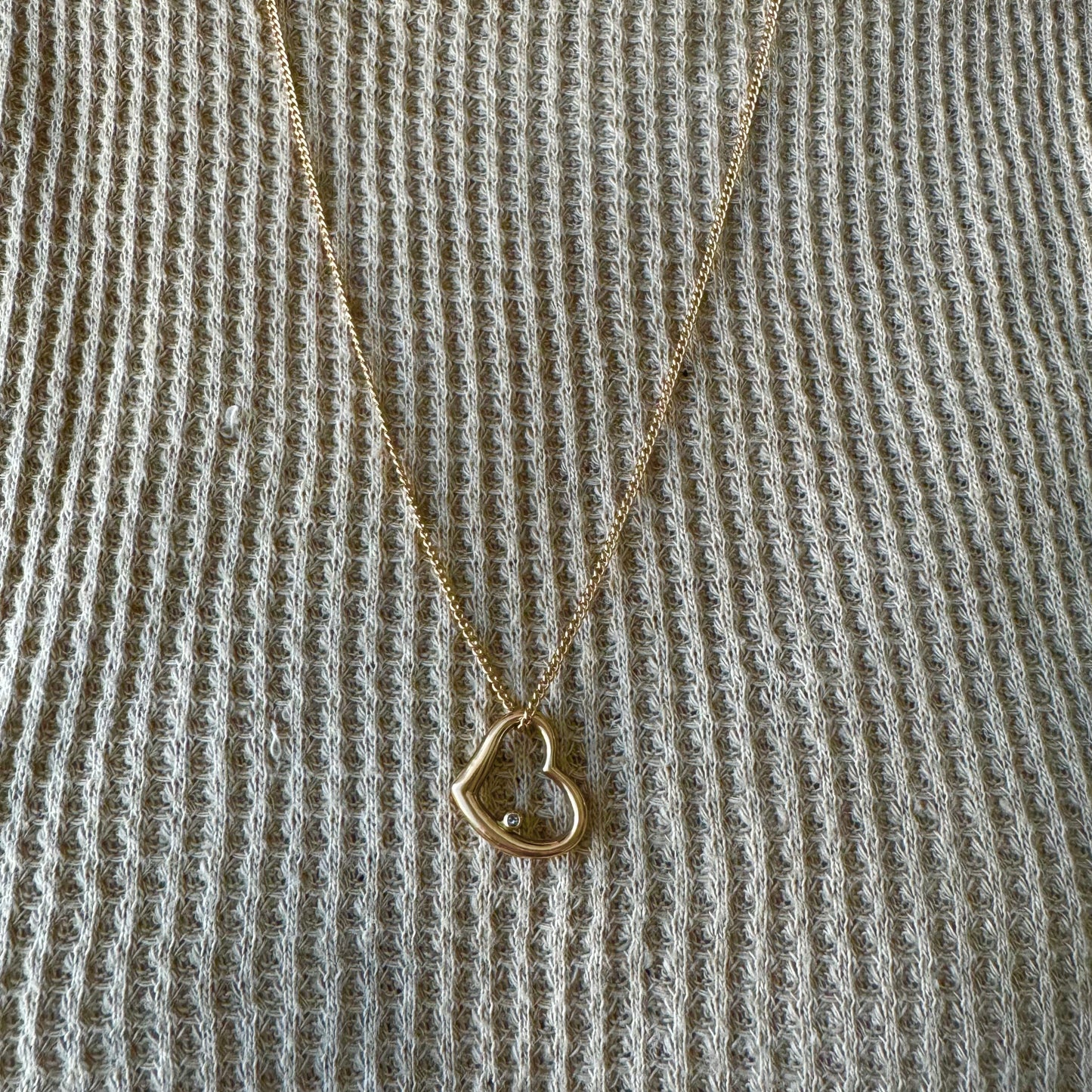 V I N T A G E // love lines / 14k heart with a single diamond / a pendant