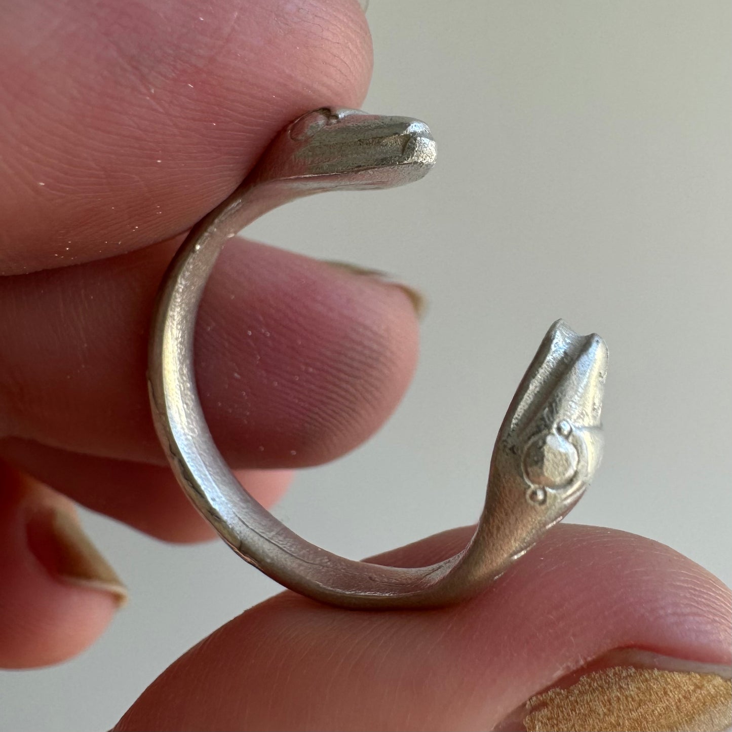 N E W // seeing double / sterling silver double headed snake stacking band / size 6.5-7