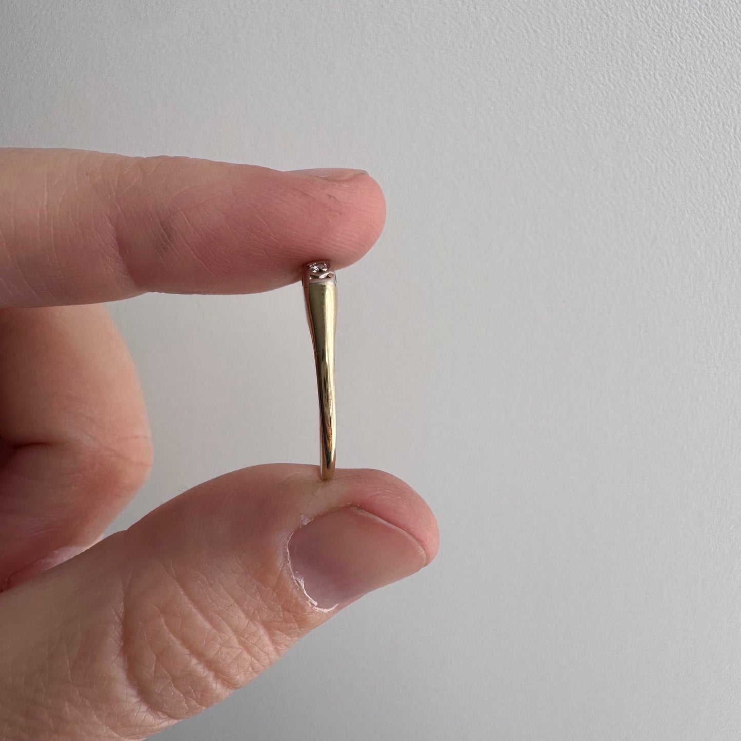 V I N T A G E // peculiar petals/ 14k yellow and white gold late art deco diamond band / size 6