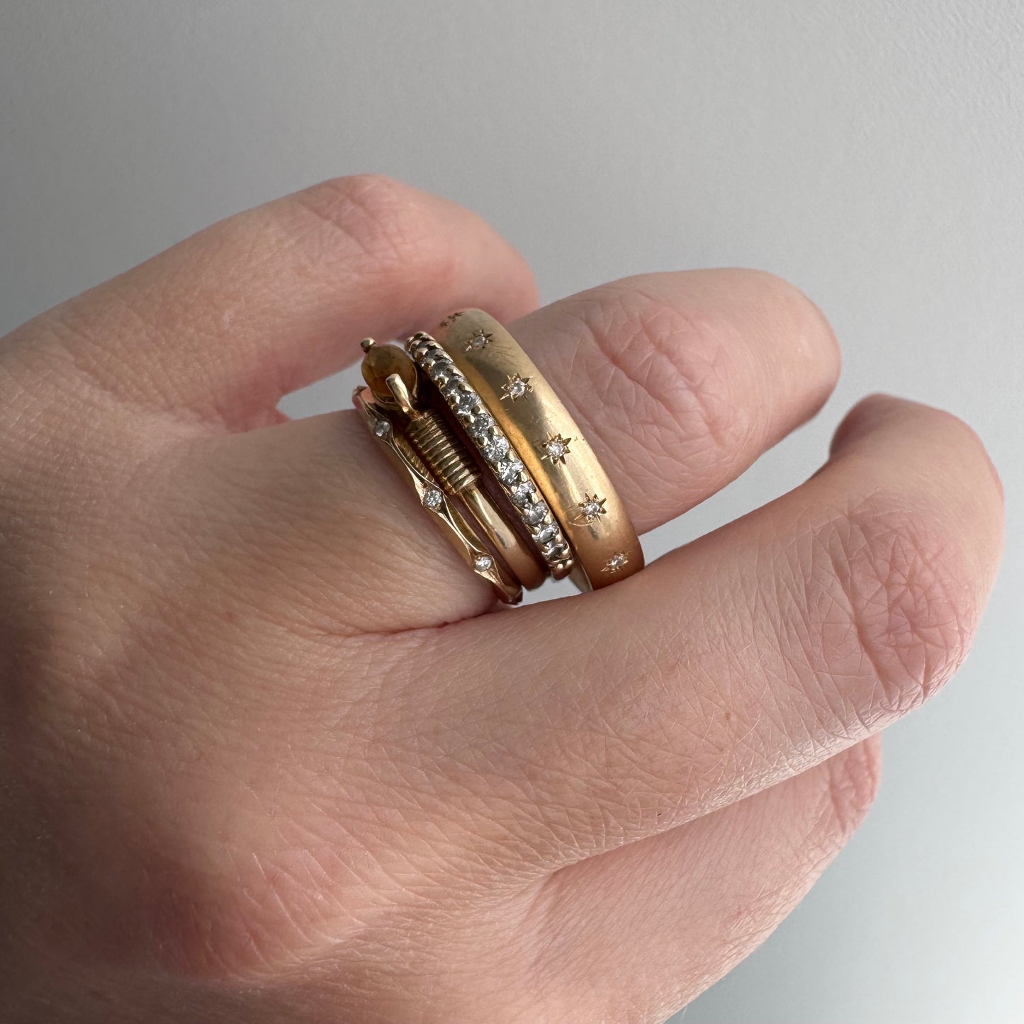 reimagined V I N T A G E // star story / 14k comfort fit 4.3mm band with seven new star-set diamonds / size 11