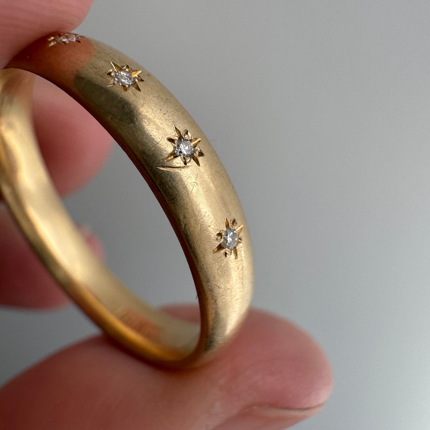 reimagined V I N T A G E // star story / 14k comfort fit 4.3mm band with seven new star-set diamonds / size 11