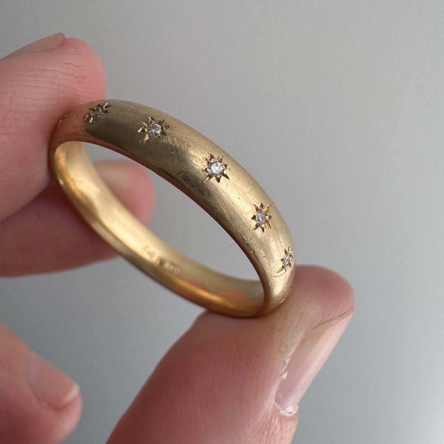 reimagined V I N T A G E // star story / 14k comfort fit 4.3mm band with seven new star-set diamonds / size 11