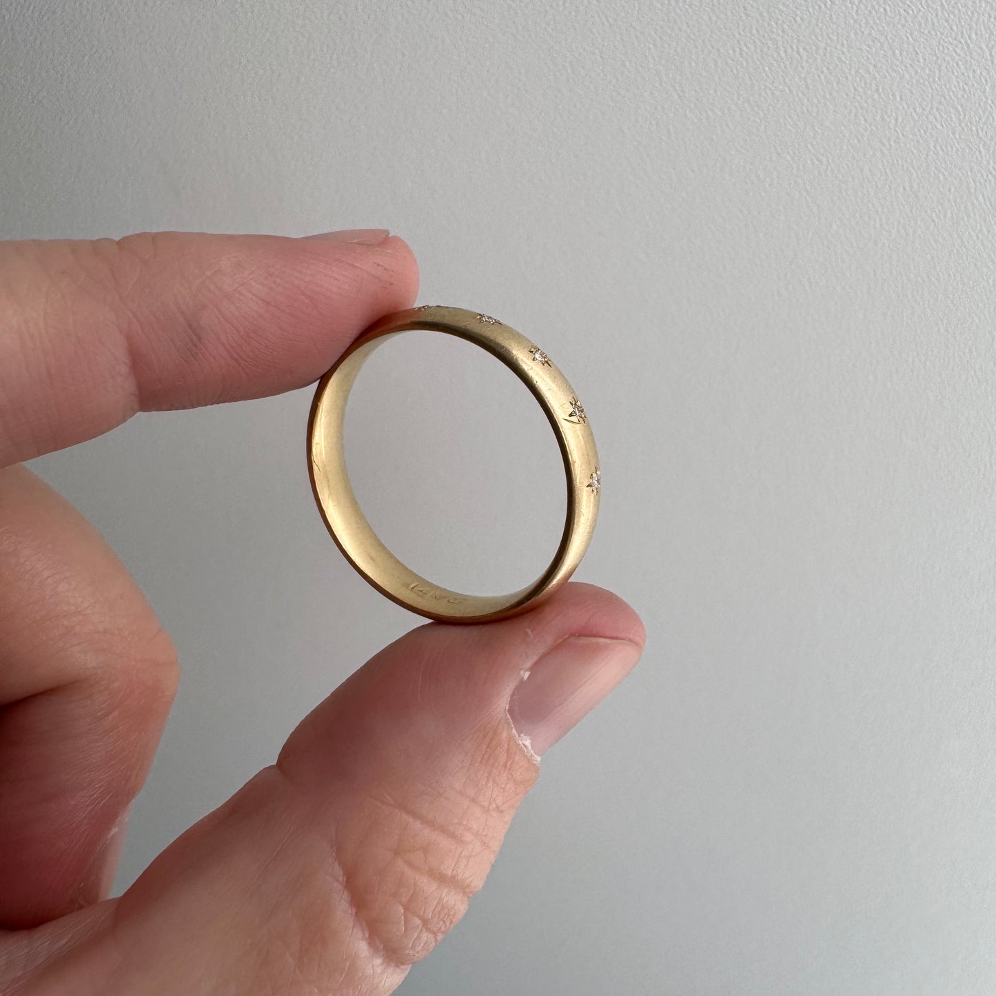 reimagined V I N T A G E // star story / 14k comfort fit 4.3mm band with seven new star-set diamonds / size 11