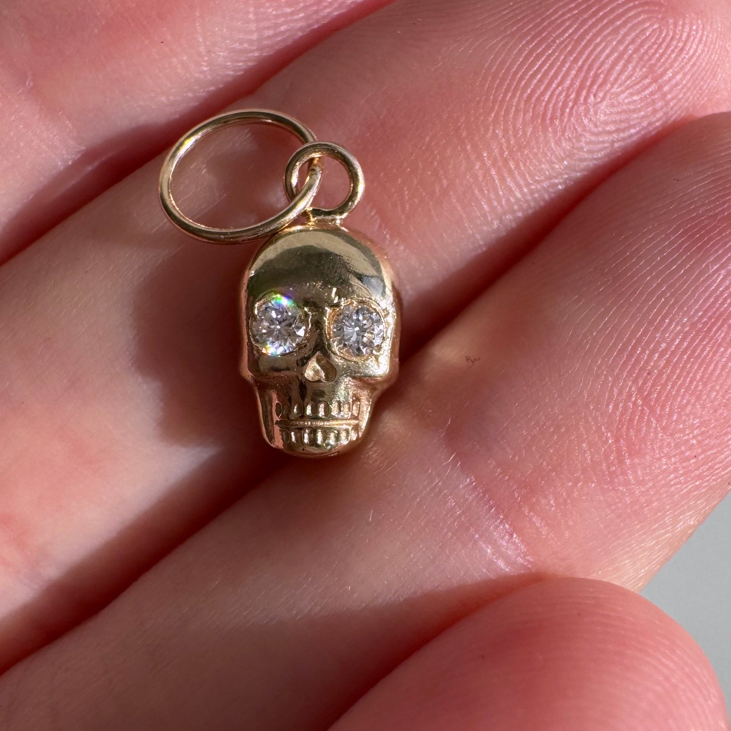 N E W // memento mori grin / 14k yellow gold skull with diamond eyes / a pendant