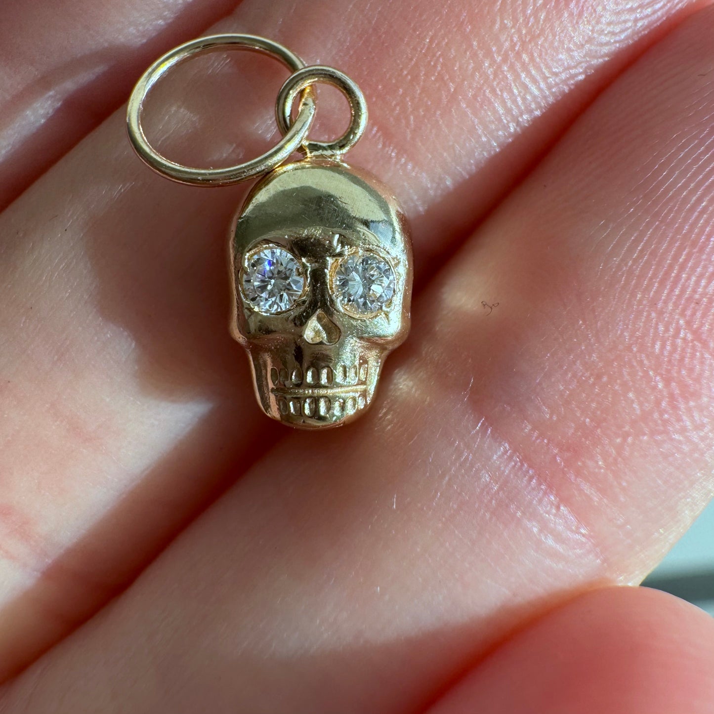 N E W // memento mori grin / 14k yellow gold skull with diamond eyes / a pendant