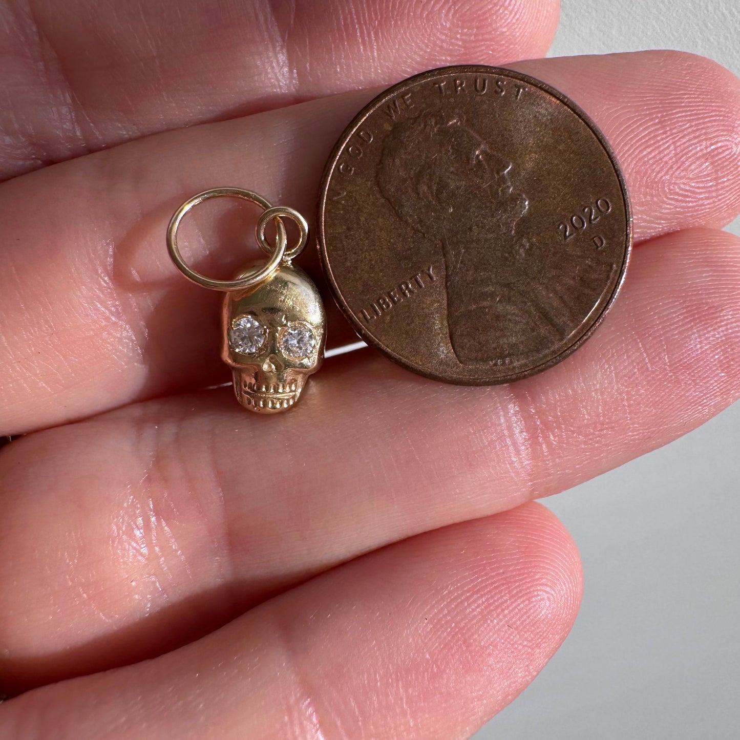 N E W // memento mori grin / 14k yellow gold skull with diamond eyes / a pendant