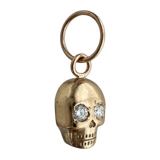 N E W // memento mori grin / 14k yellow gold skull with diamond eyes / a pendant