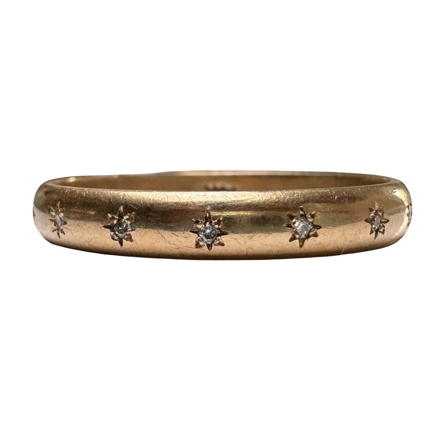 reimagined V I N T A G E // star story / 14k D-shaped 3.55mm band with seven new star-set diamonds / size 11