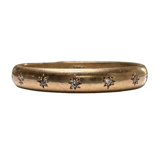 reimagined V I N T A G E // star story / 14k D-shaped 3.55mm band with seven new star-set diamonds / size 11